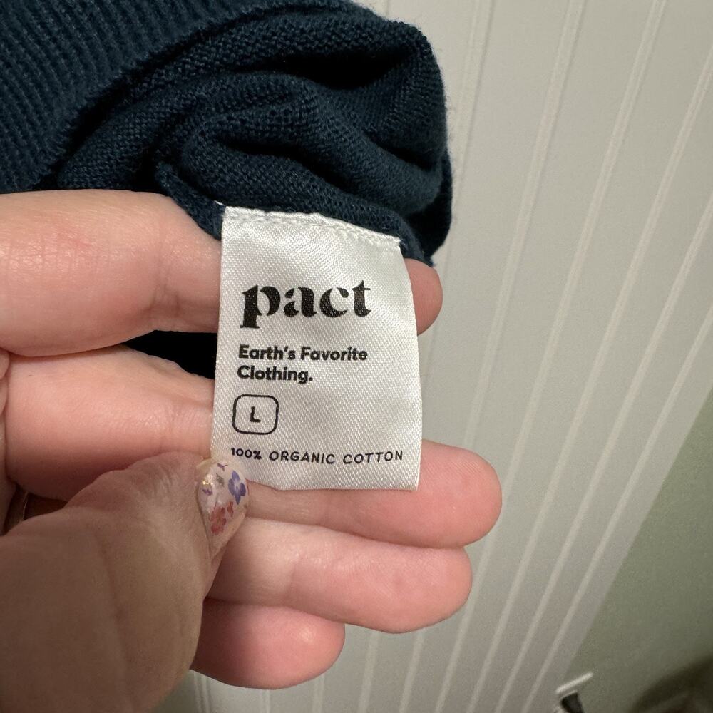 Pact Teal Knit Polo Shirt Organic Cotton Mens Large - Picture 4 of 5